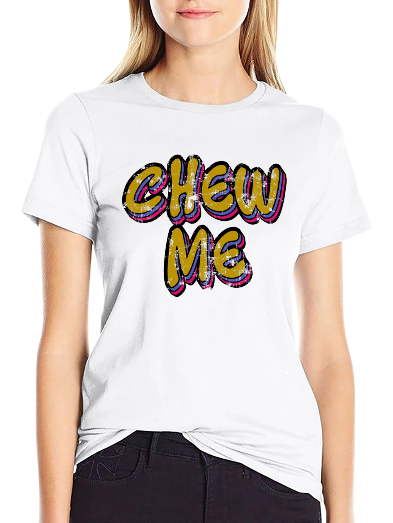 Black Chew Me Graphic Black T-Shirt view 9
