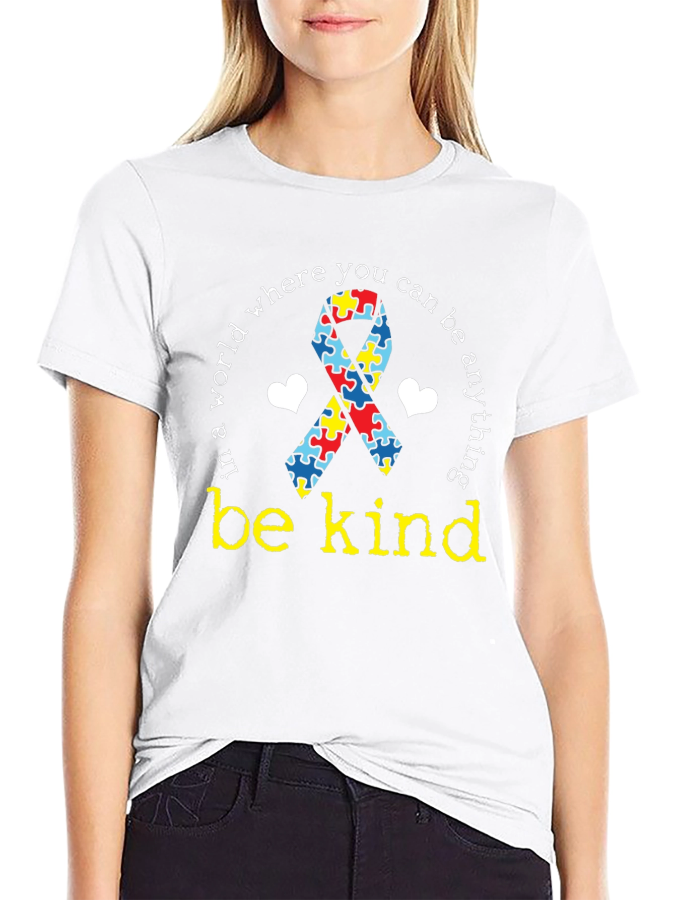 Black Autism Awareness T-Shirt: Be Kind Tee view 9