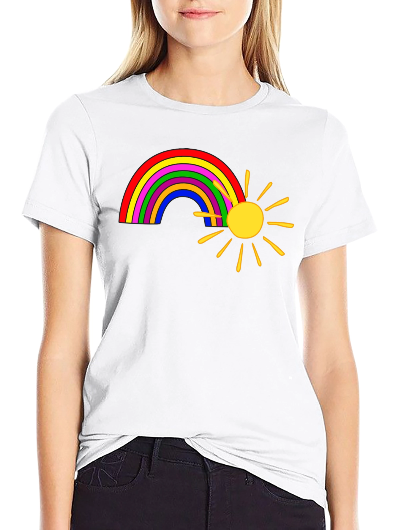 Black Rainbow and Sun Graphic Tee - Black view 9