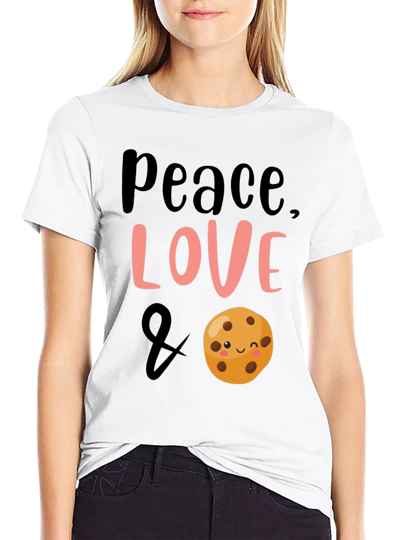Black Peace, Love & Cookies Black Graphic Tee view 9