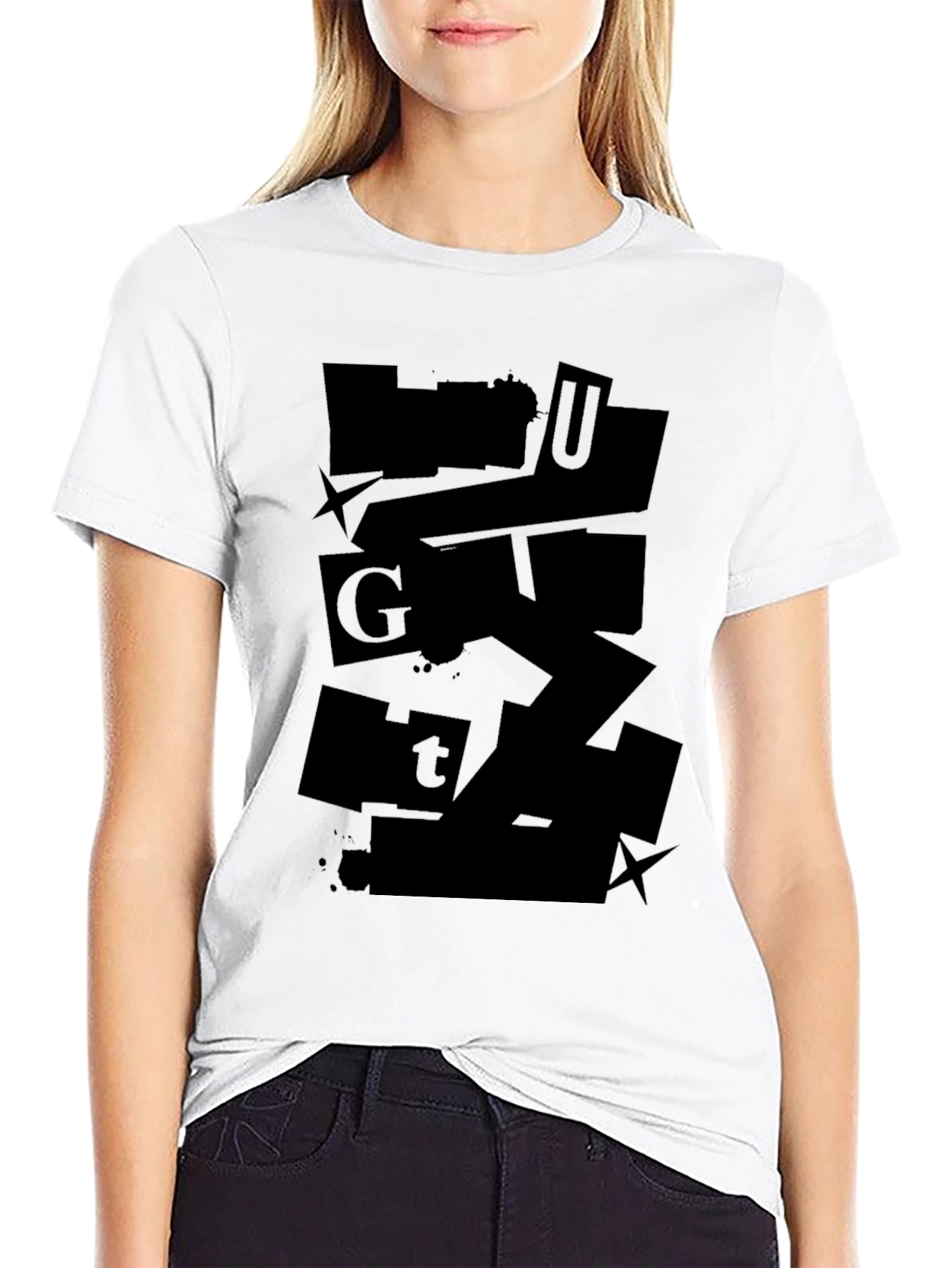 Black Abstract Graphic Black T-Shirt view 9