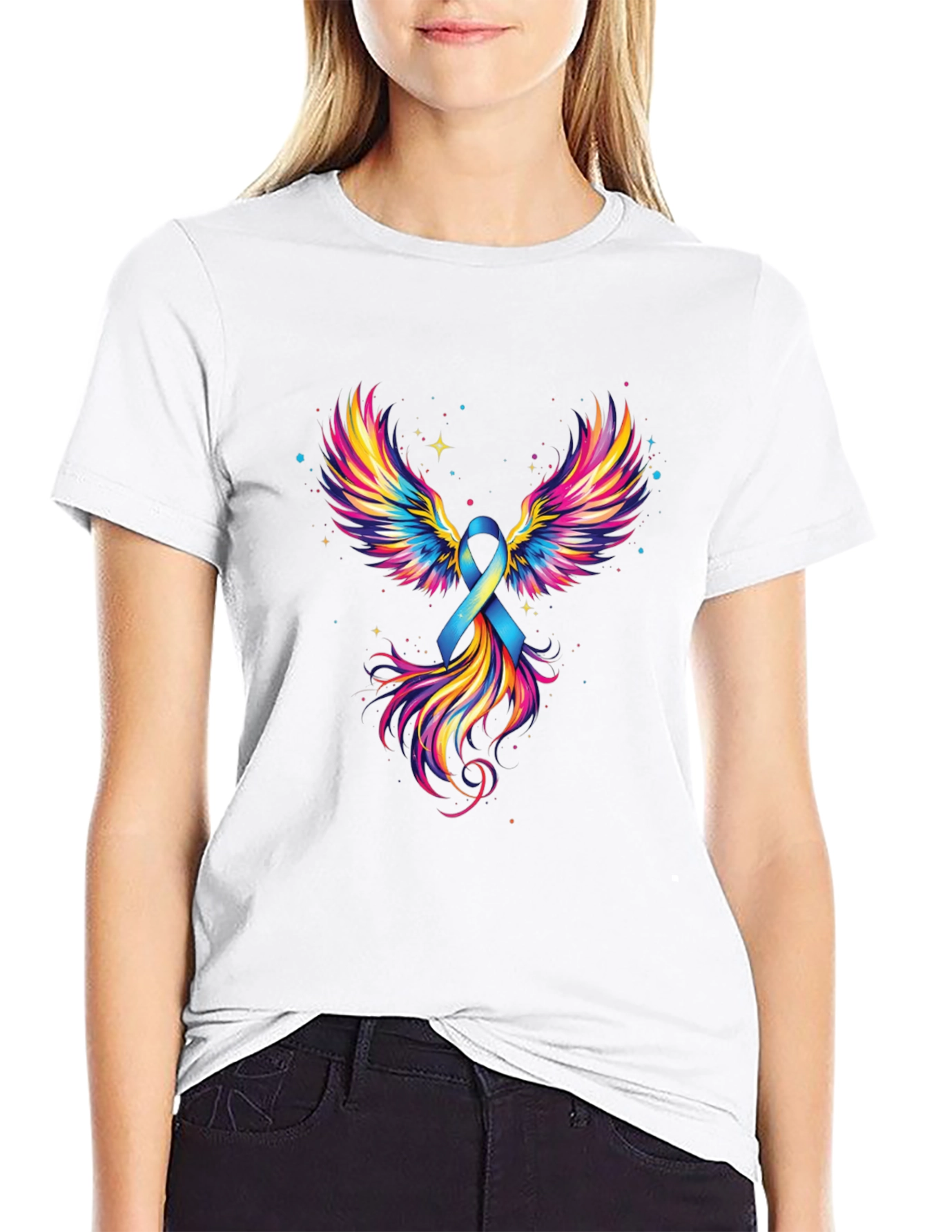 Black Ribbon Wings Graphic Tee - Awareness Shirt view 9