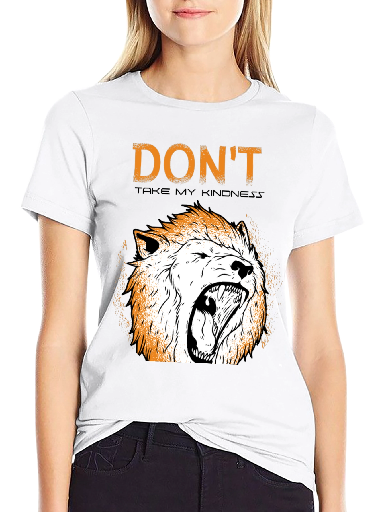 Black Don't Take My Kindness T-Shirt with Lion Graphic view 9