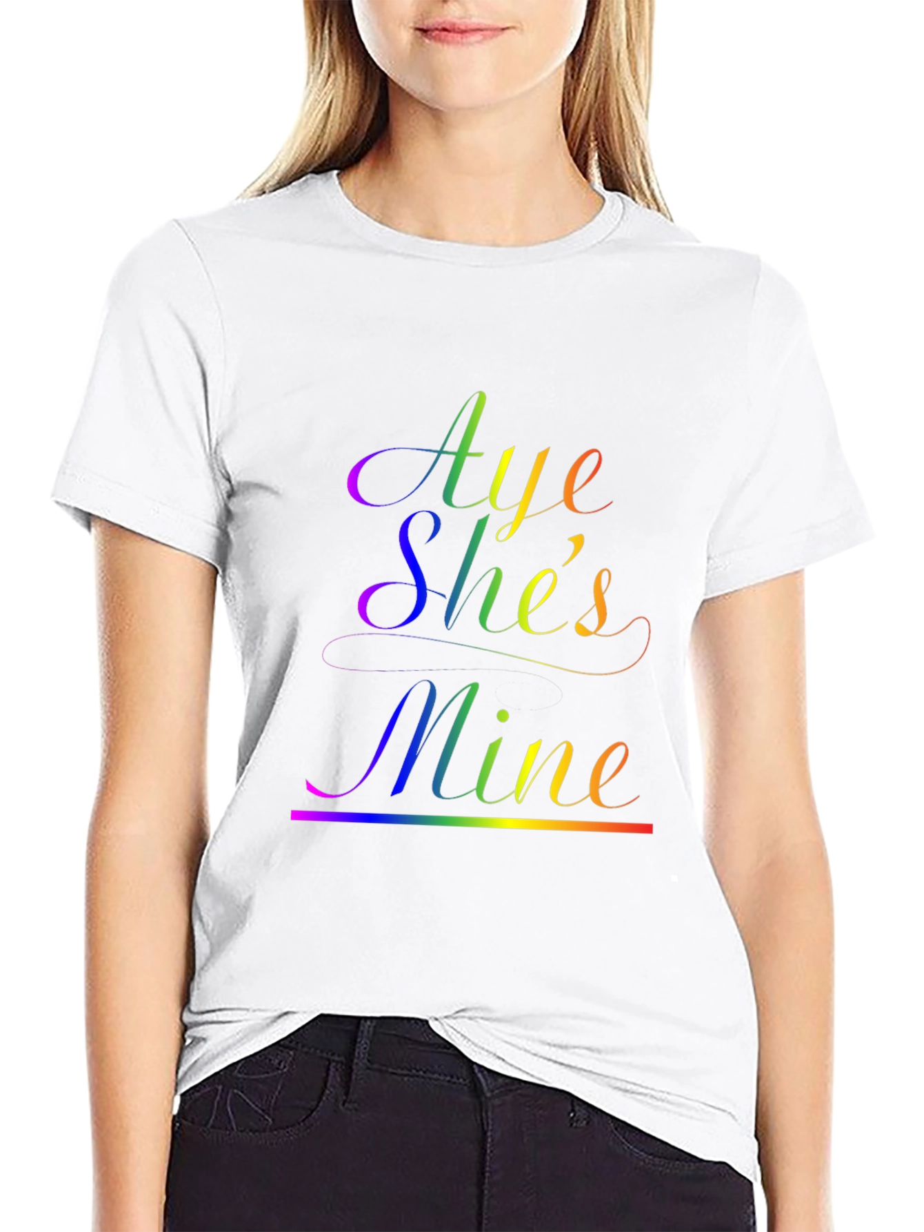 Black Aye She's Mine LGBTQ+ Pride T-Shirt view 9
