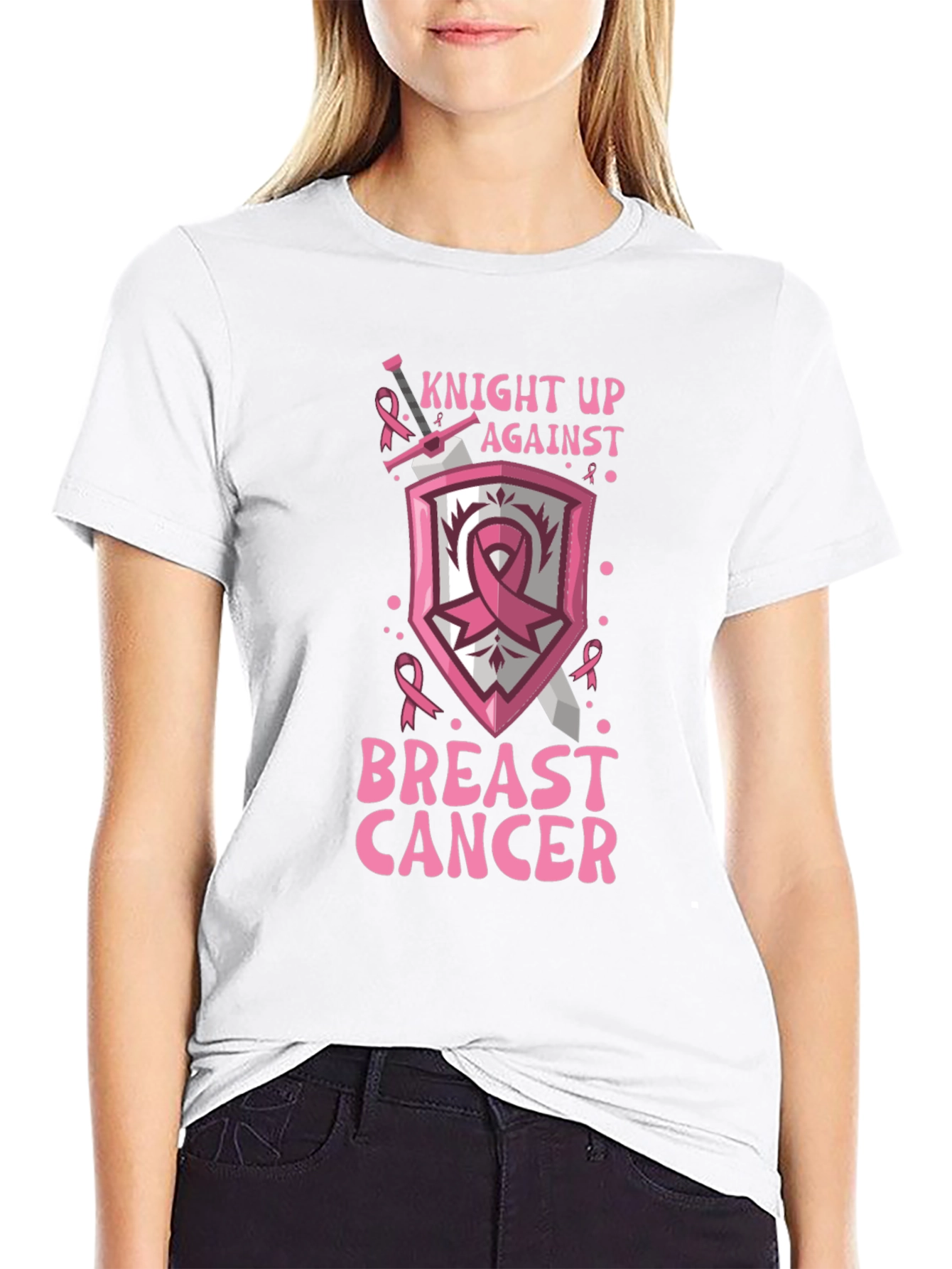 Black Knight Up Against Breast Cancer Awareness T-Shirt view 9