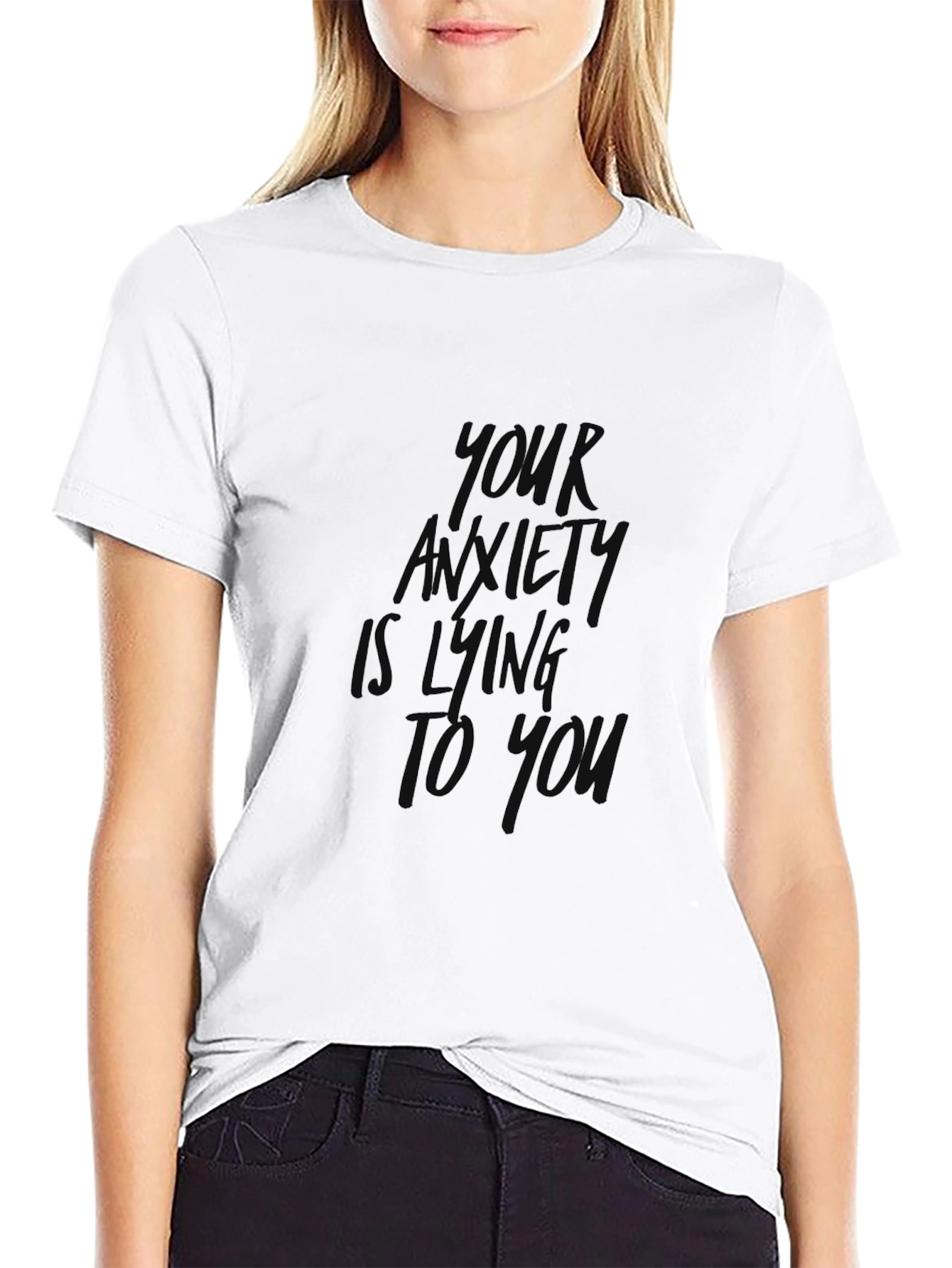 Black Anxiety Lies Graphic Tee - Comfort Fit Cotton T-Shirt view 9