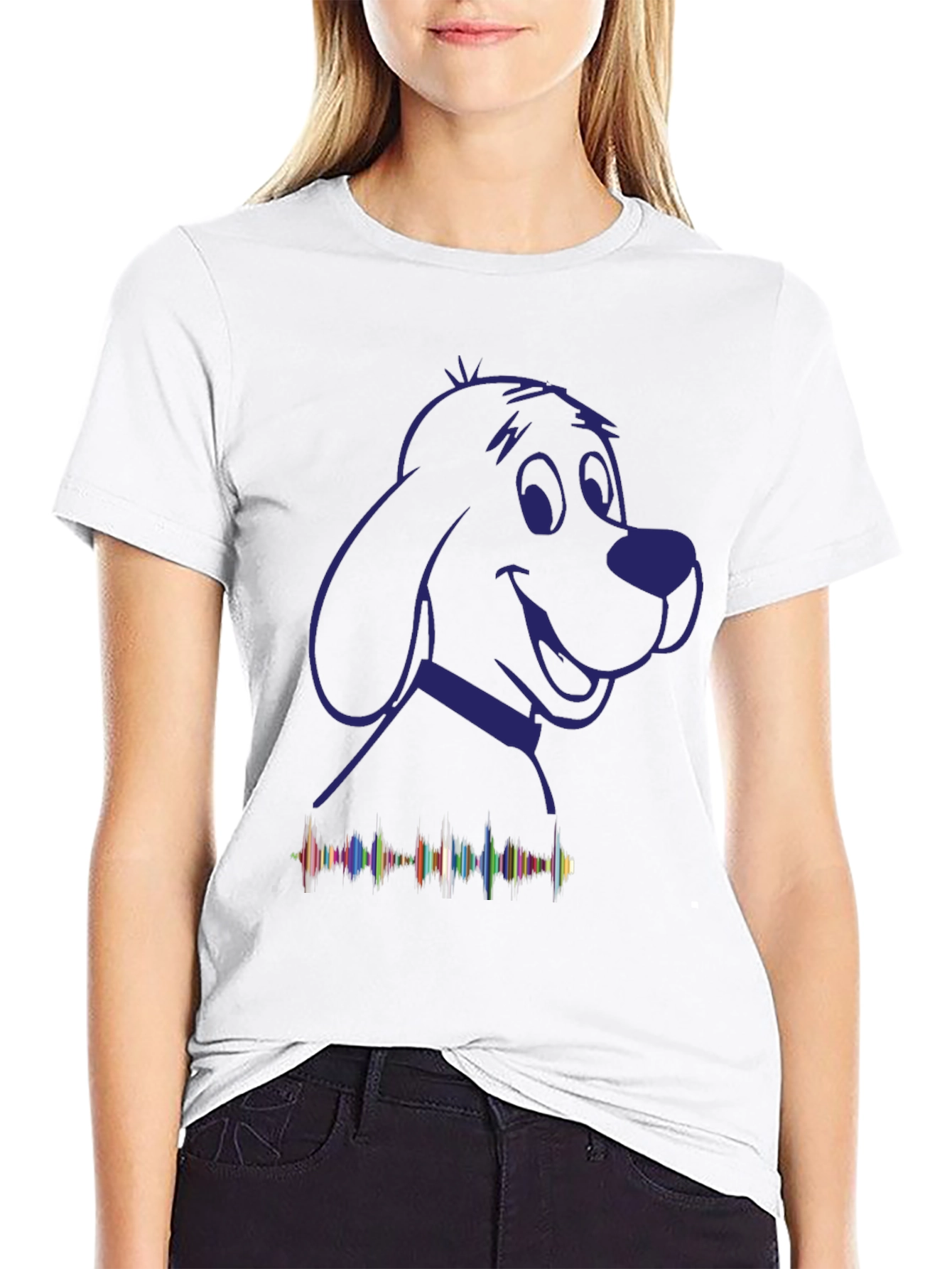 Black Dog Outline T-Shirt with Soundwave Graphic view 9