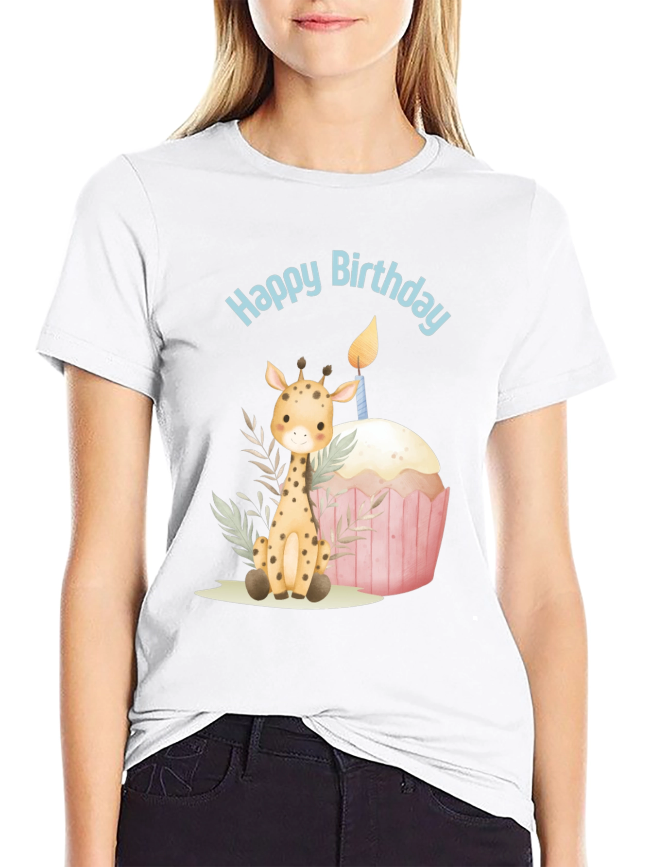 Black Giraffe Birthday Tee view 9