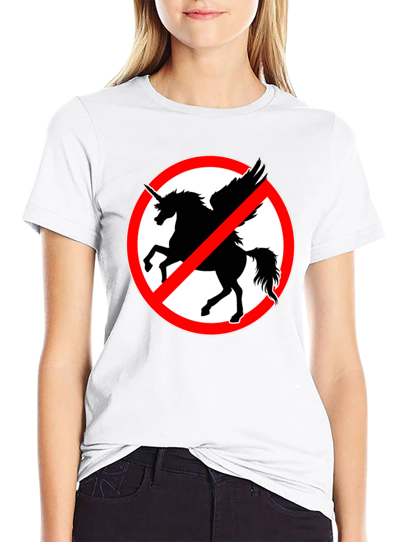 Black No Unicorns T-Shirt - Men's Black Crew Neck Tee view 9