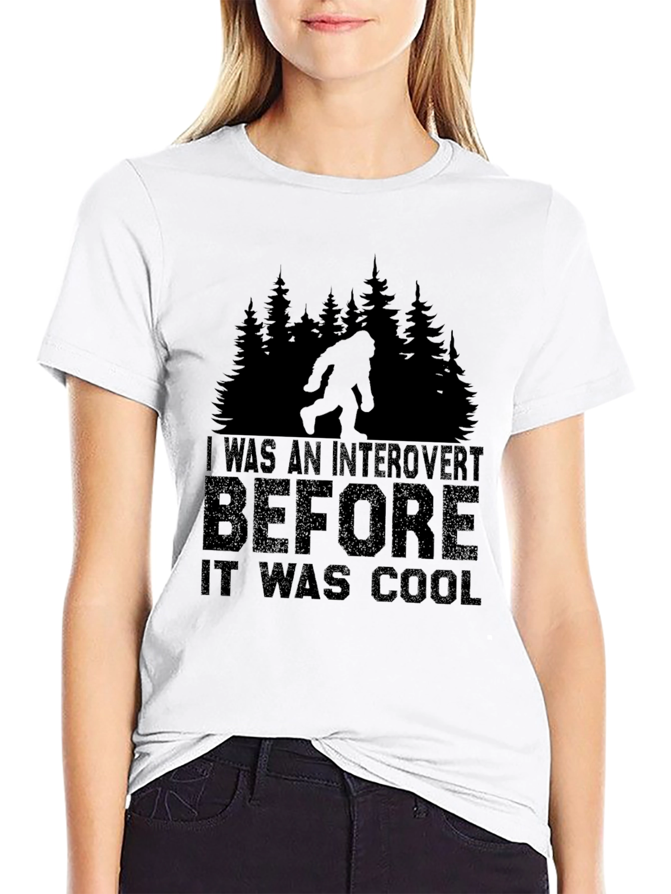 Black Introvert Before Cool Bigfoot Black T-Shirt view 9