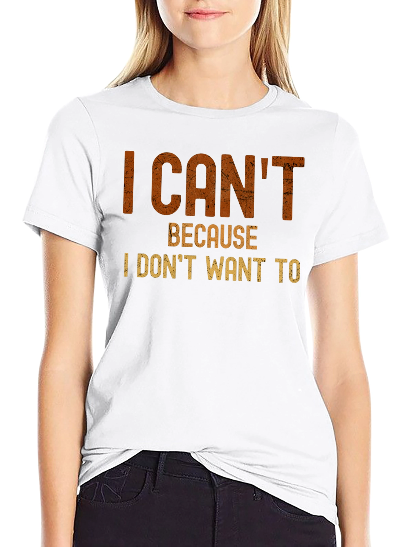Black Funny 'I Can't Because I Don't Want To' Graphic T-Shirt view 9