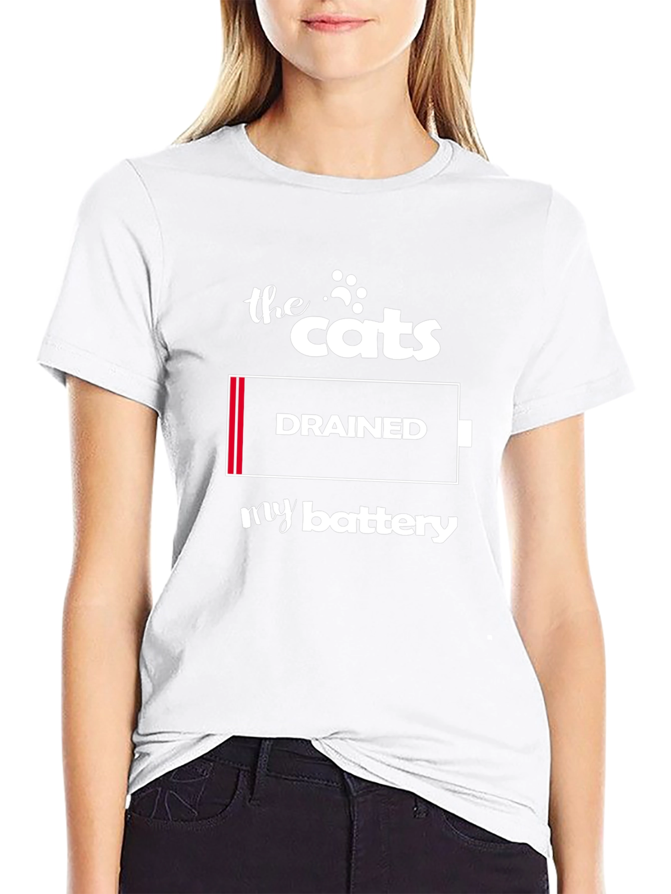 Black The Cats Drained My Battery Graphic T-Shirt view 9