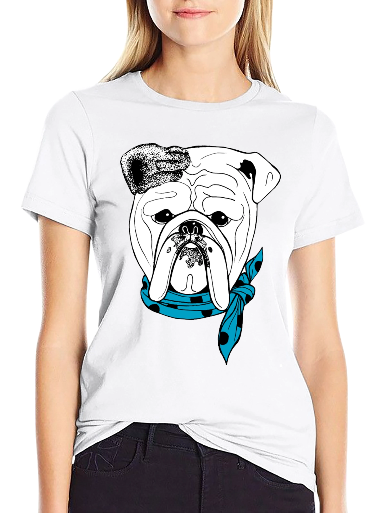 Black Bulldog Bandana Graphic Tee - Stylish Dog Lover T-Shirt view 9