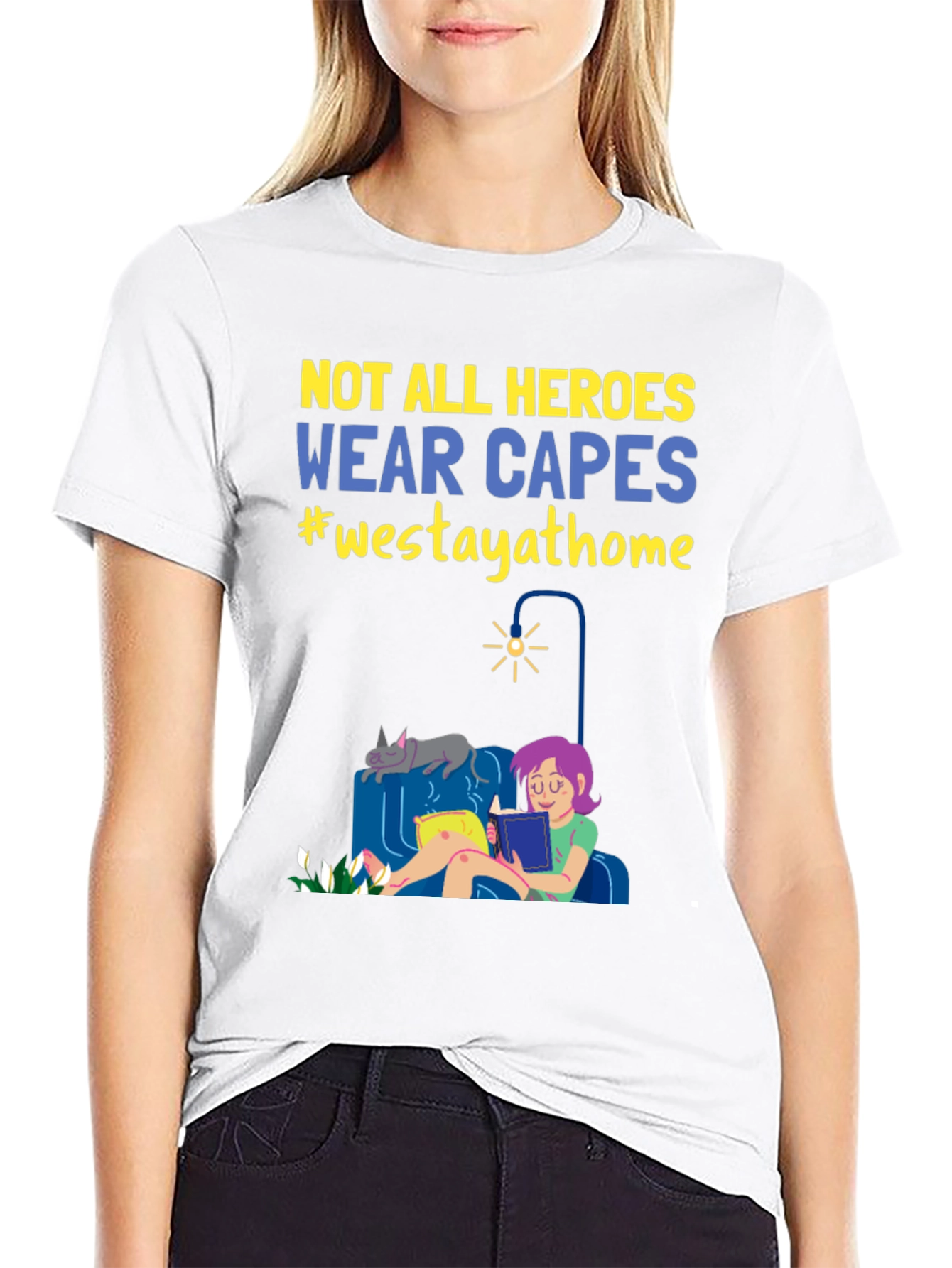 Black Not All Heroes Wear Capes Stay Home T-Shirt view 9