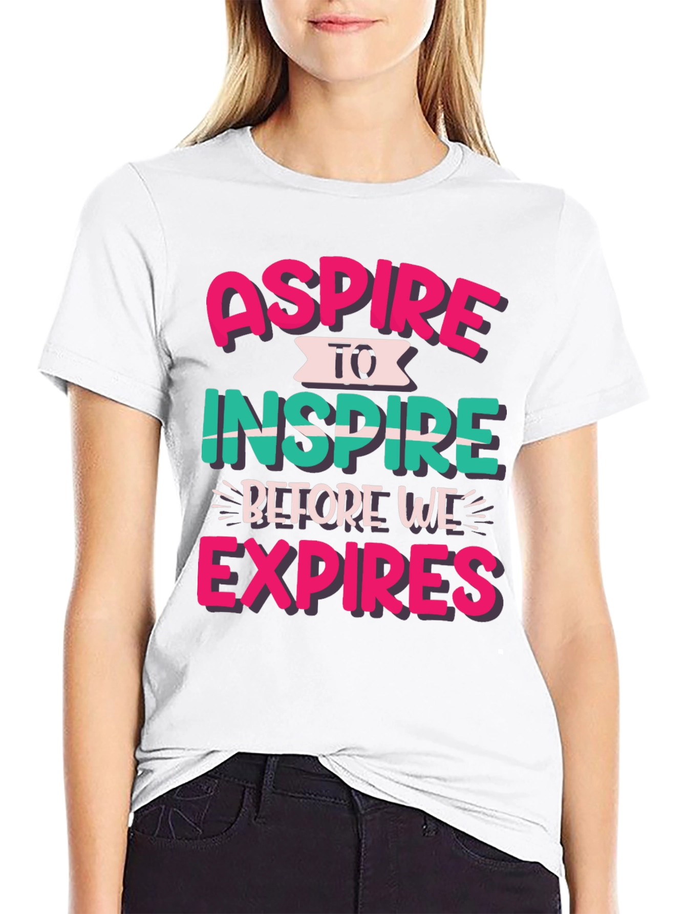 Black Aspire to Inspire Graphic T-Shirt view 9