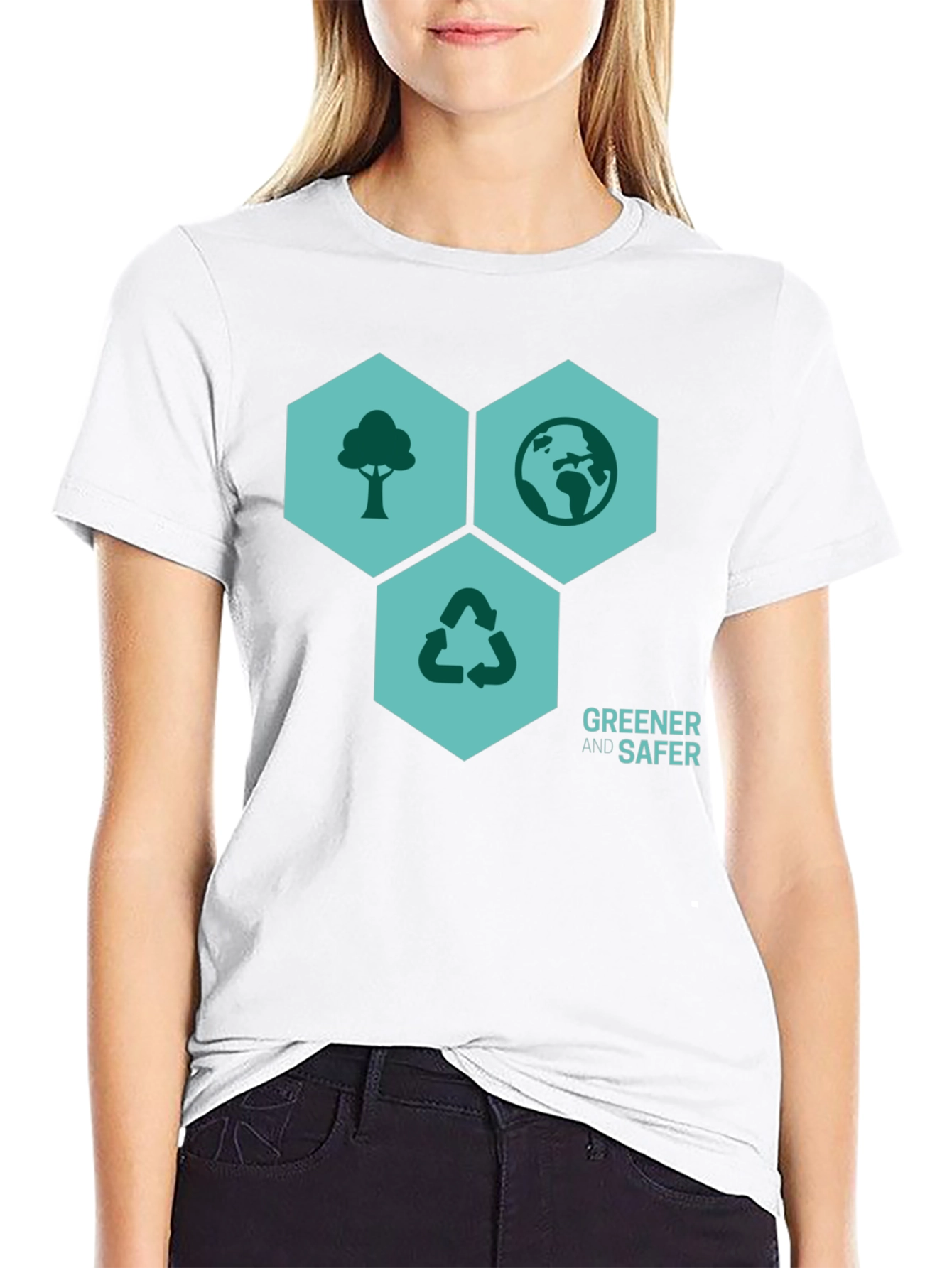 Black Eco-Friendly 'Greener & Safer' Graphic T-Shirt view 9
