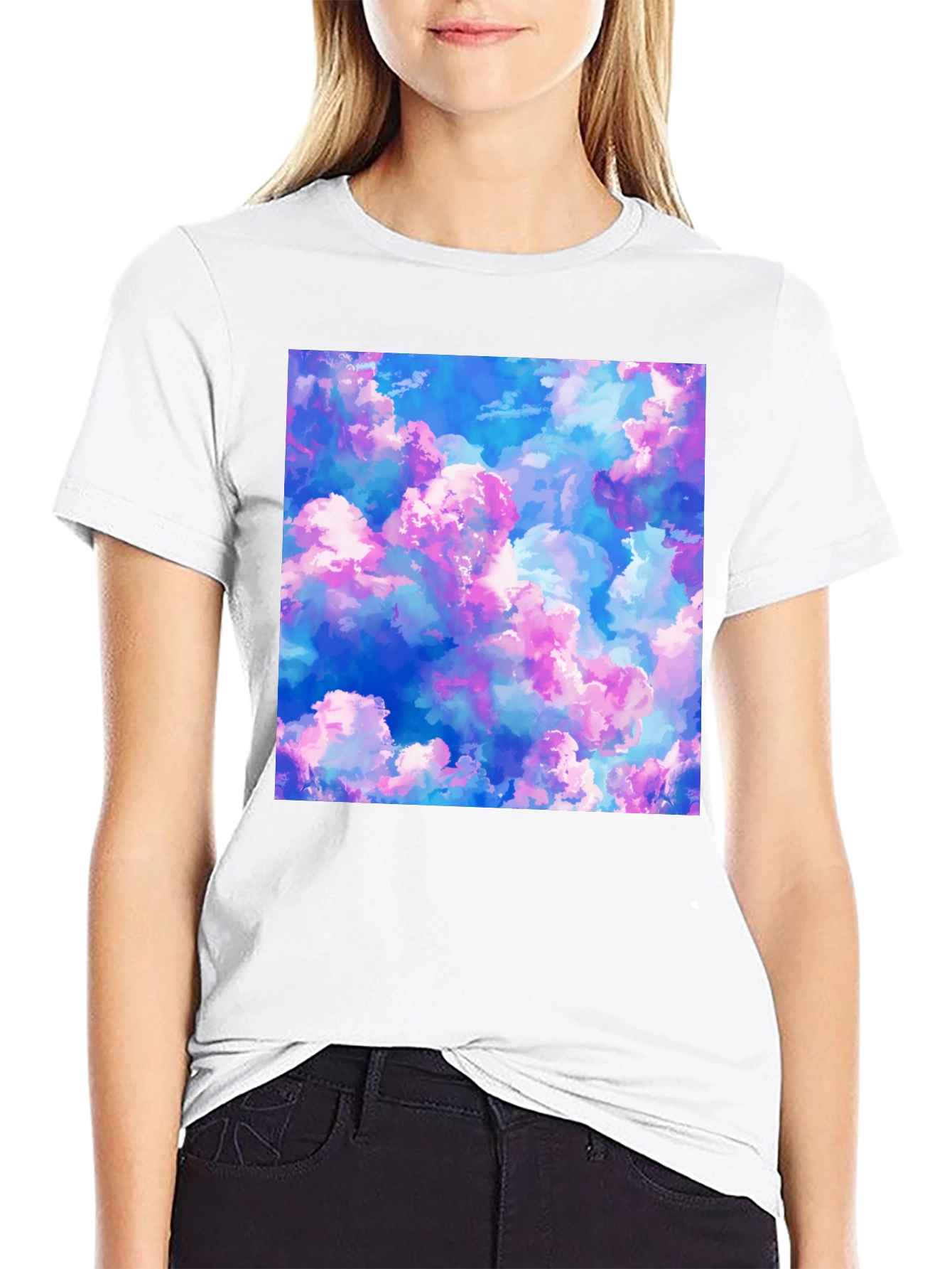 Black Dreamy Cloudscape Graphic Tee - Soft Black Cotton view 9