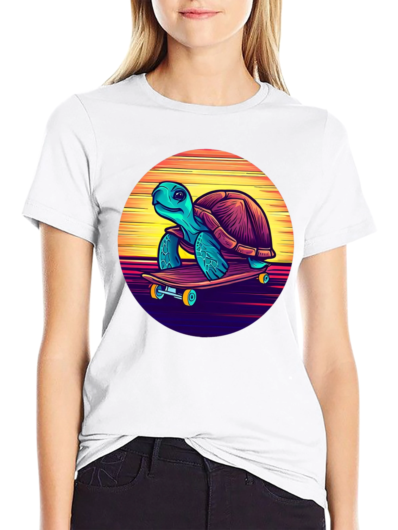 Black Skateboarding Turtle Graphic Tee - Cool Retro Design view 9