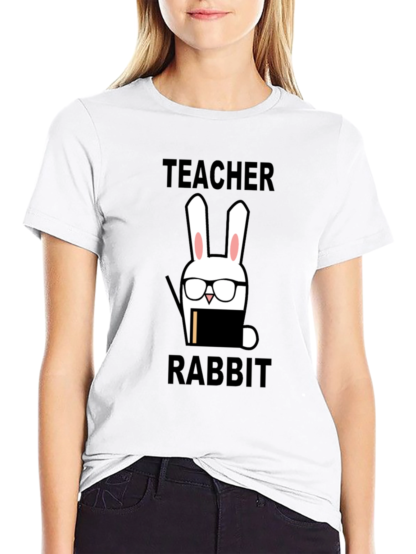Black Teacher Rabbit Graphic Tee - Back to School Style view 9