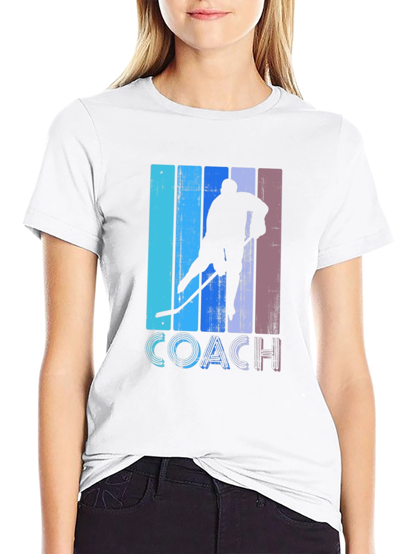 Black Hockey Coach Retro T-Shirt view 9