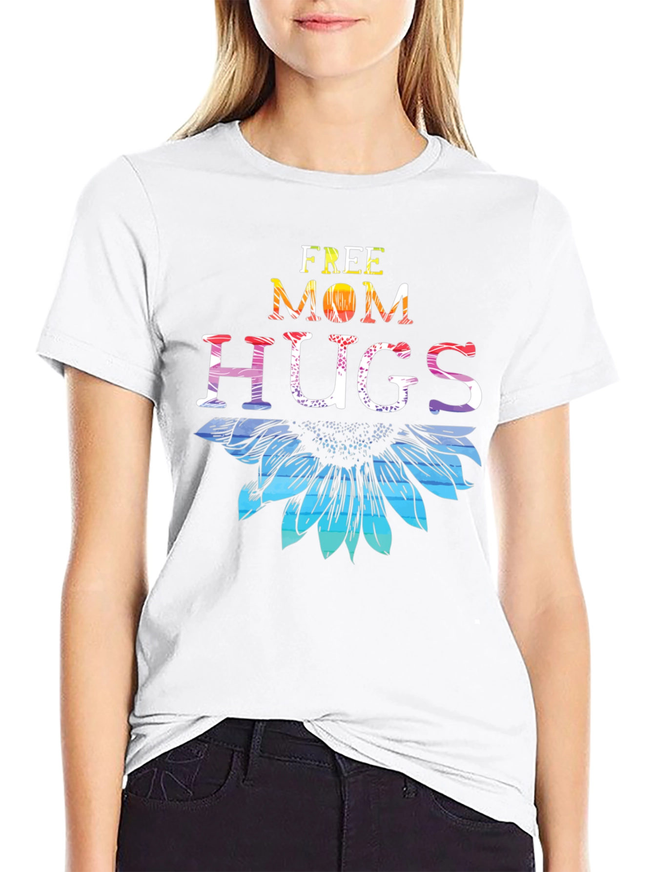 Black Free Mom Hugs Sunflower T-Shirt view 9
