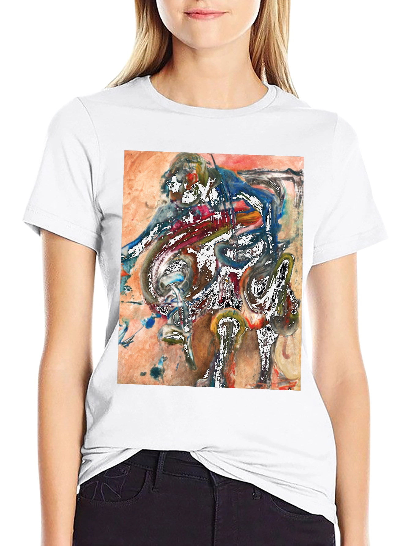 Black Abstract Art Graphic Tee - Unique Men's T-Shirt view 9