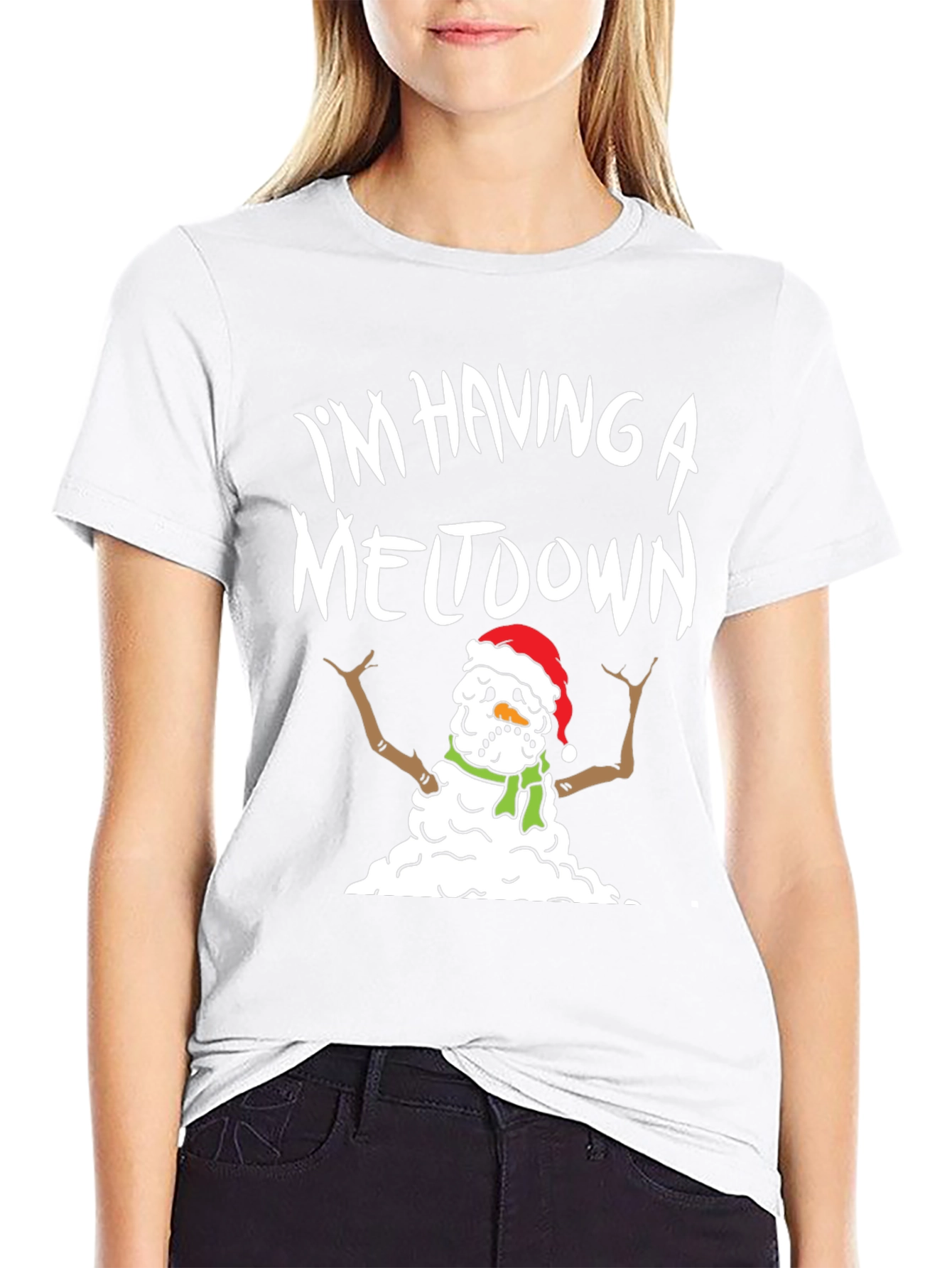 Black Funny "I'm Having a Meltdown" Snowman Graphic Tee view 9