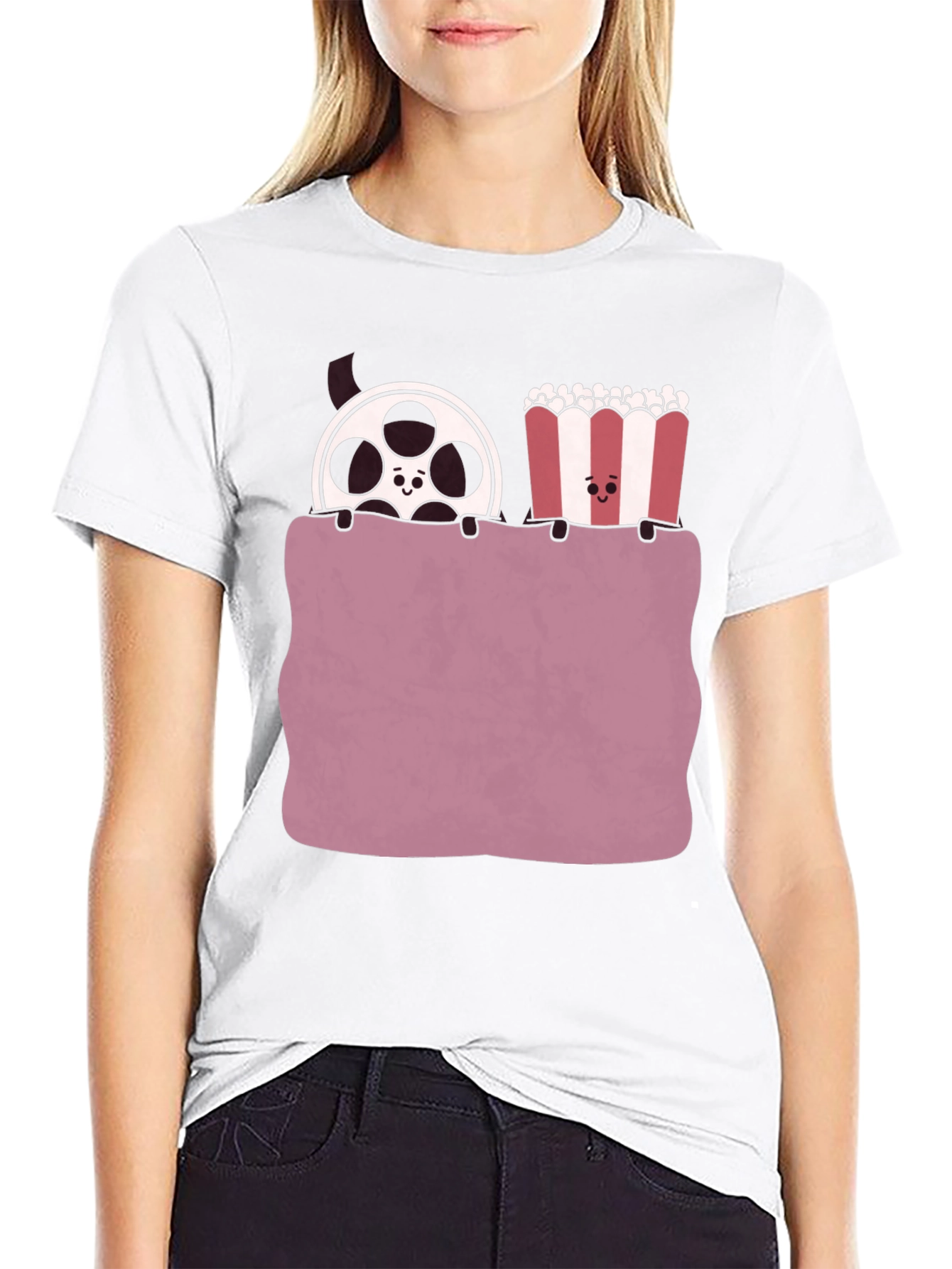 Black Movie Night T-Shirt - Reel & Popcorn Design view 9