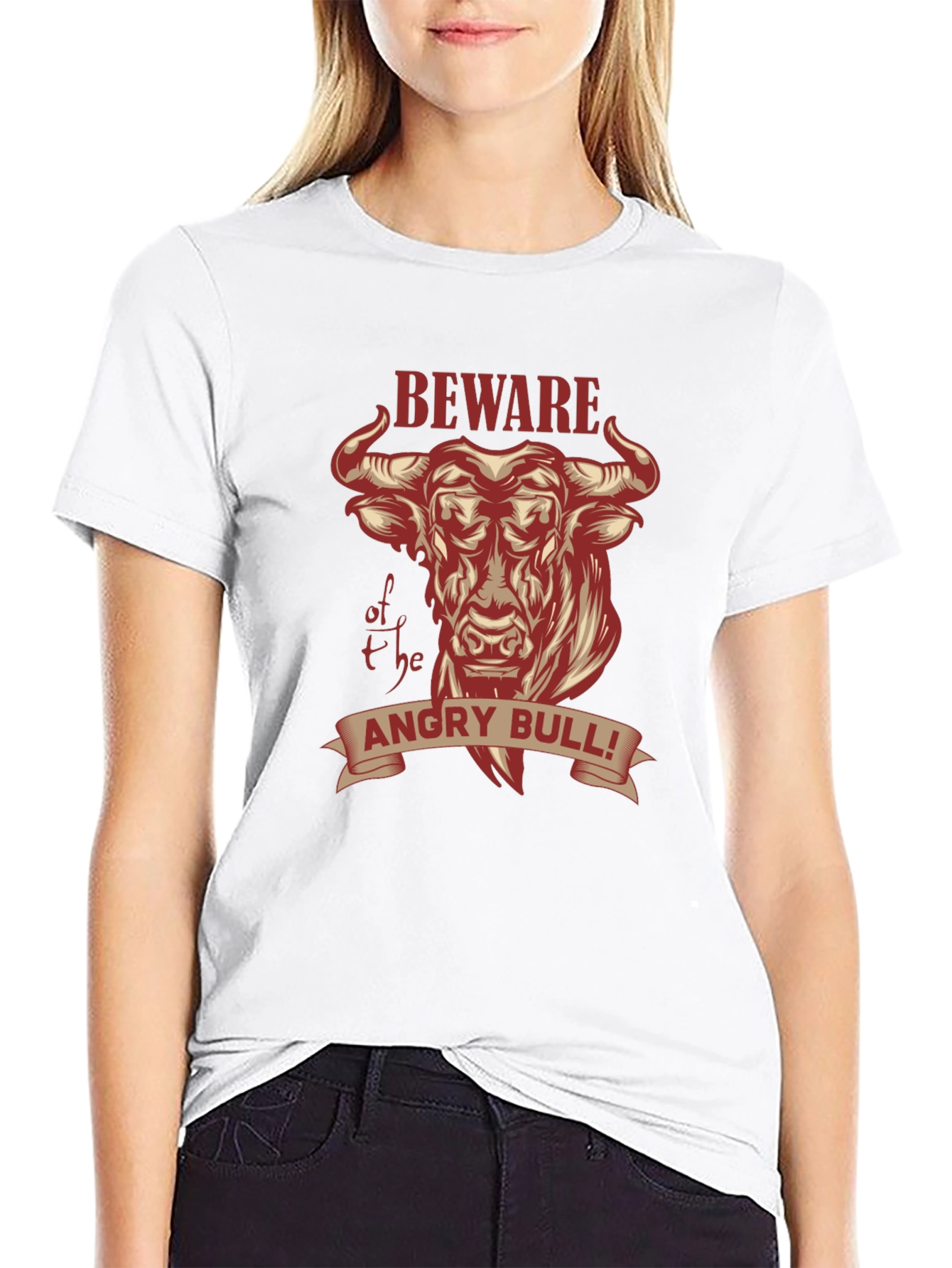 Black Beware of the Angry Bull Graphic T-Shirt view 9