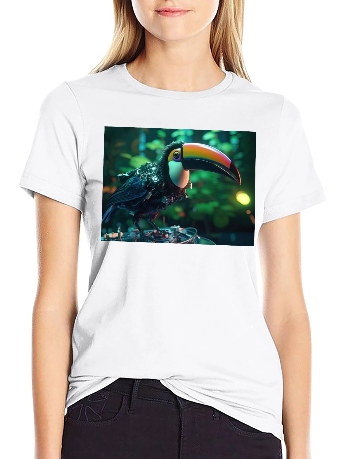 Black Cyber Toucan T-Shirt - Unique Graphic Print view 9