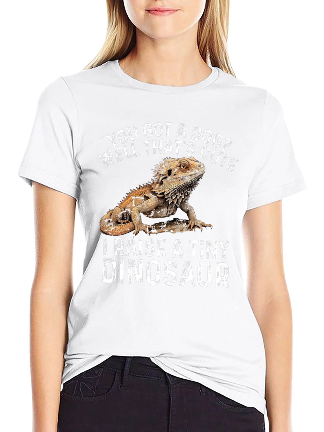 Black Bearded Dragon T-Shirt - I Raise a Tiny Dinosaur view 9