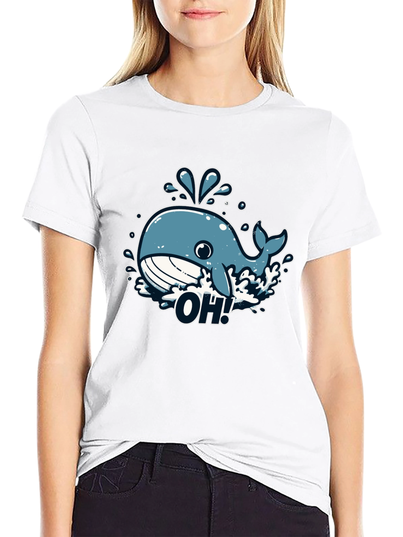 Black Whale-tastic Tee - "OH!" Graphic T-Shirt view 9