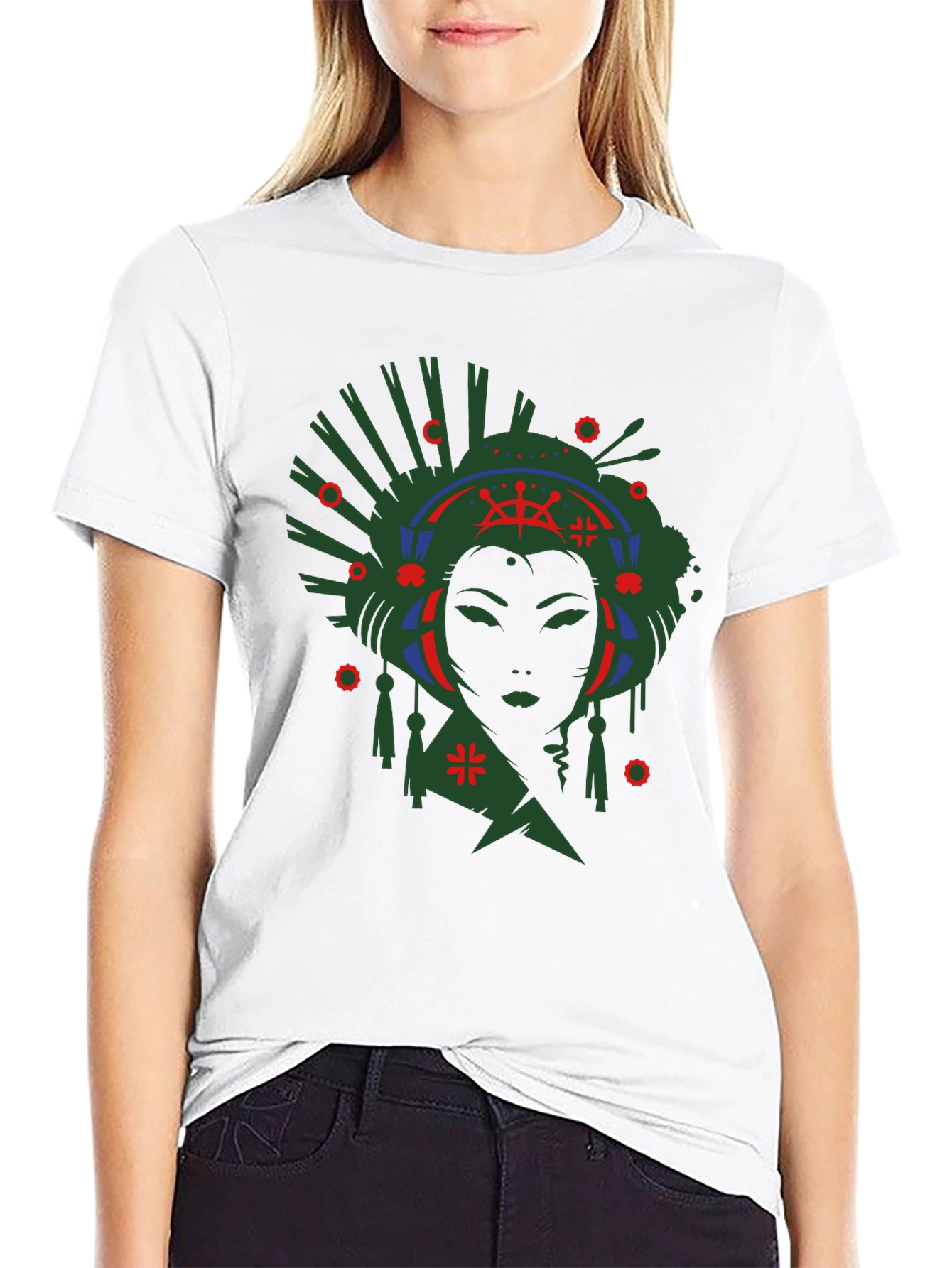 Black Geisha Graphic Print Black T-Shirt view 9