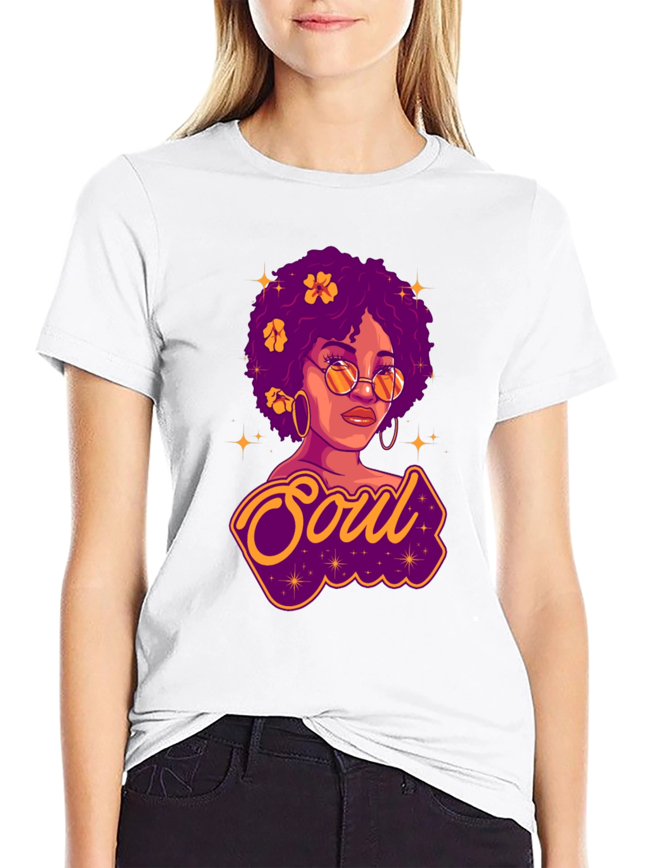 Black Soul Woman Graphic Print T-Shirt view 9