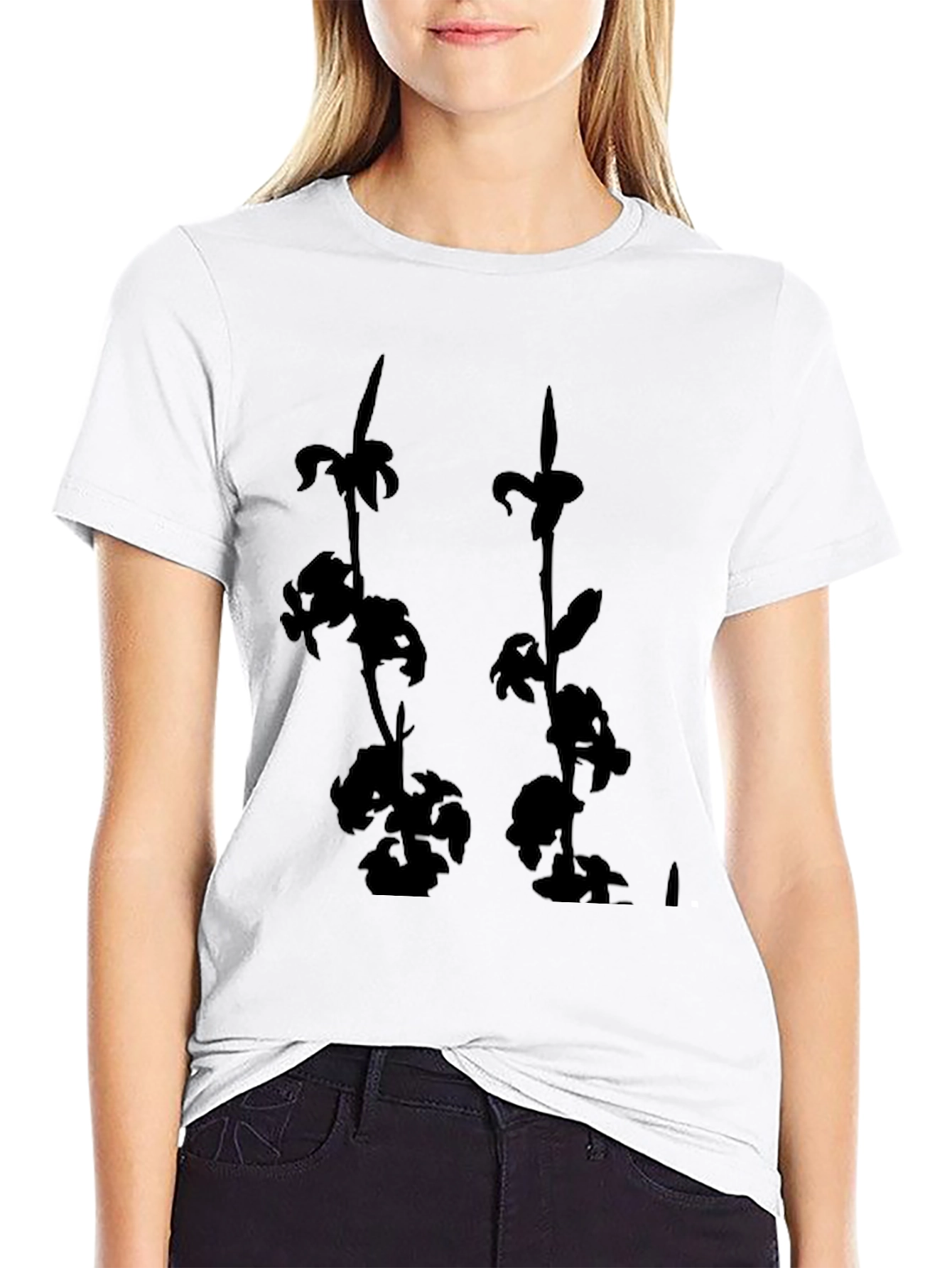 Black Black Floral Silhouette Graphic Tee view 9