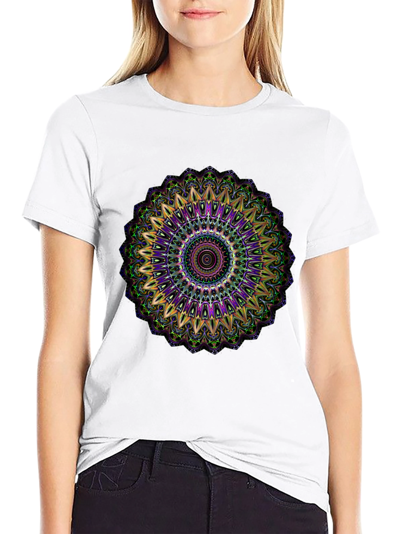 Black Mandala Graphic Tee - Black Cotton Blend view 9