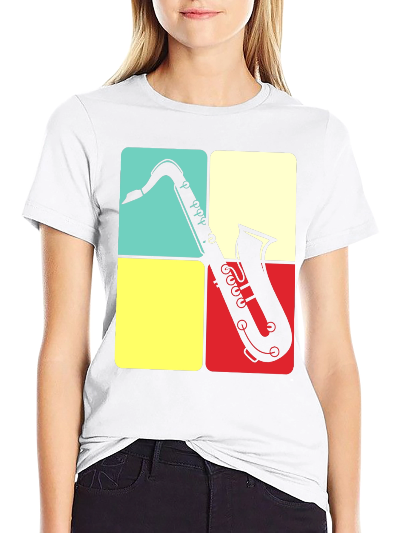 Black Saxophone Graphic Tee | Retro Musical Shirt view 9