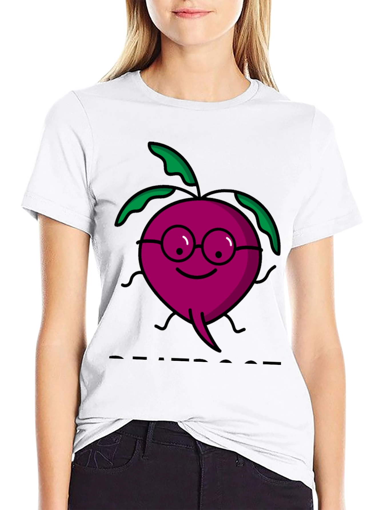Black Beetroot Cartoon T-Shirt view 9