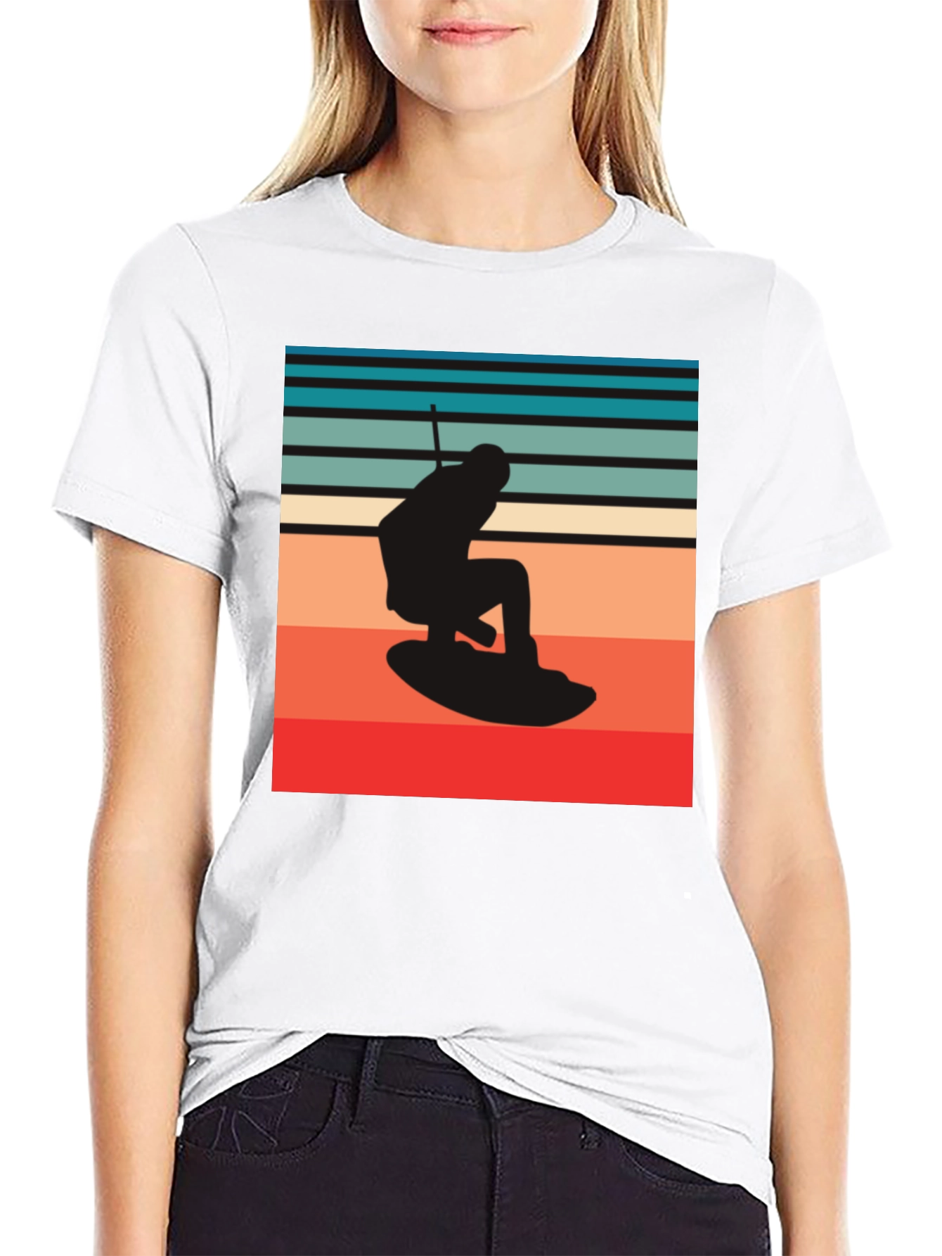 Black Retro Wakeboarding Graphic Tee - Black view 9