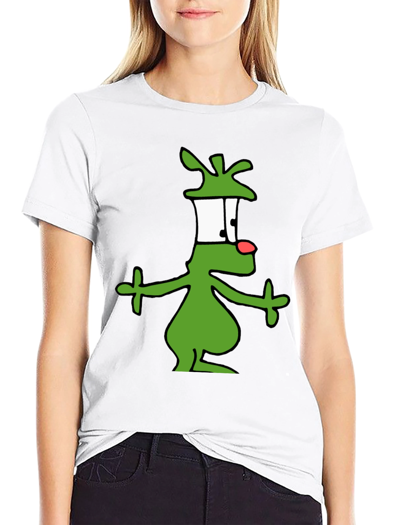 Black Cartoon Alien Graphic Black T-Shirt view 9