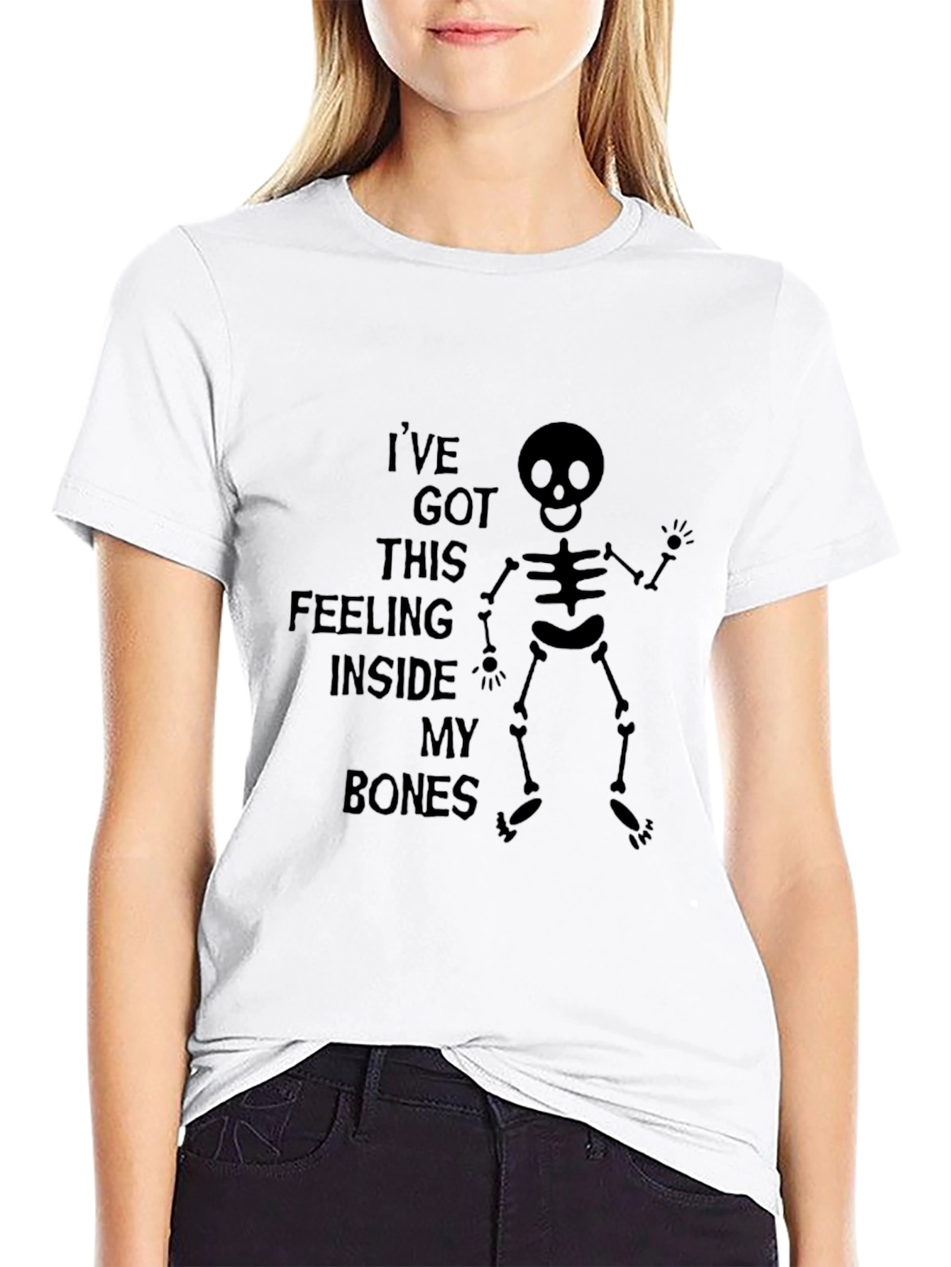Black I've Got This Feeling Inside My Bones Skeleton T-Shirt view 9