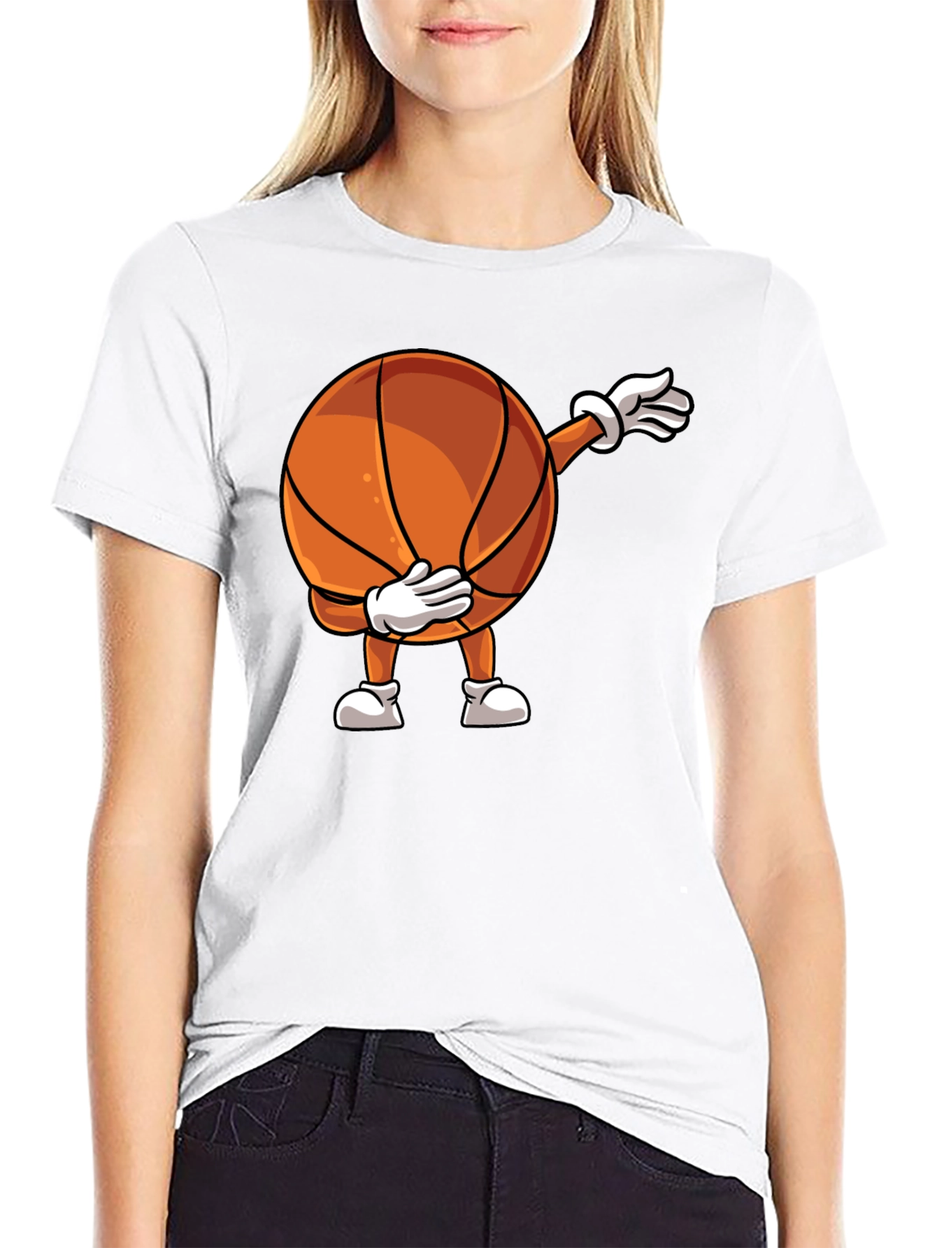Black Dabbing Basketball Graphic T-Shirt view 9