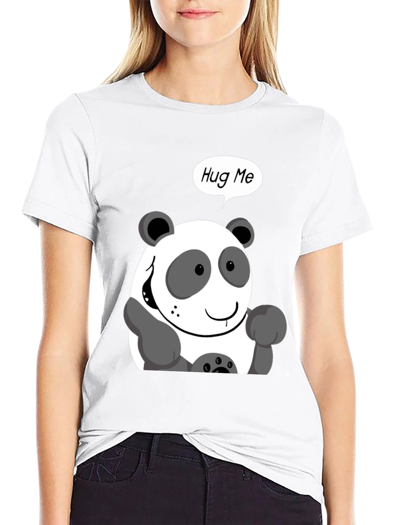 Black Hug Me Panda Graphic Tee - Black Casual Shirt view 9