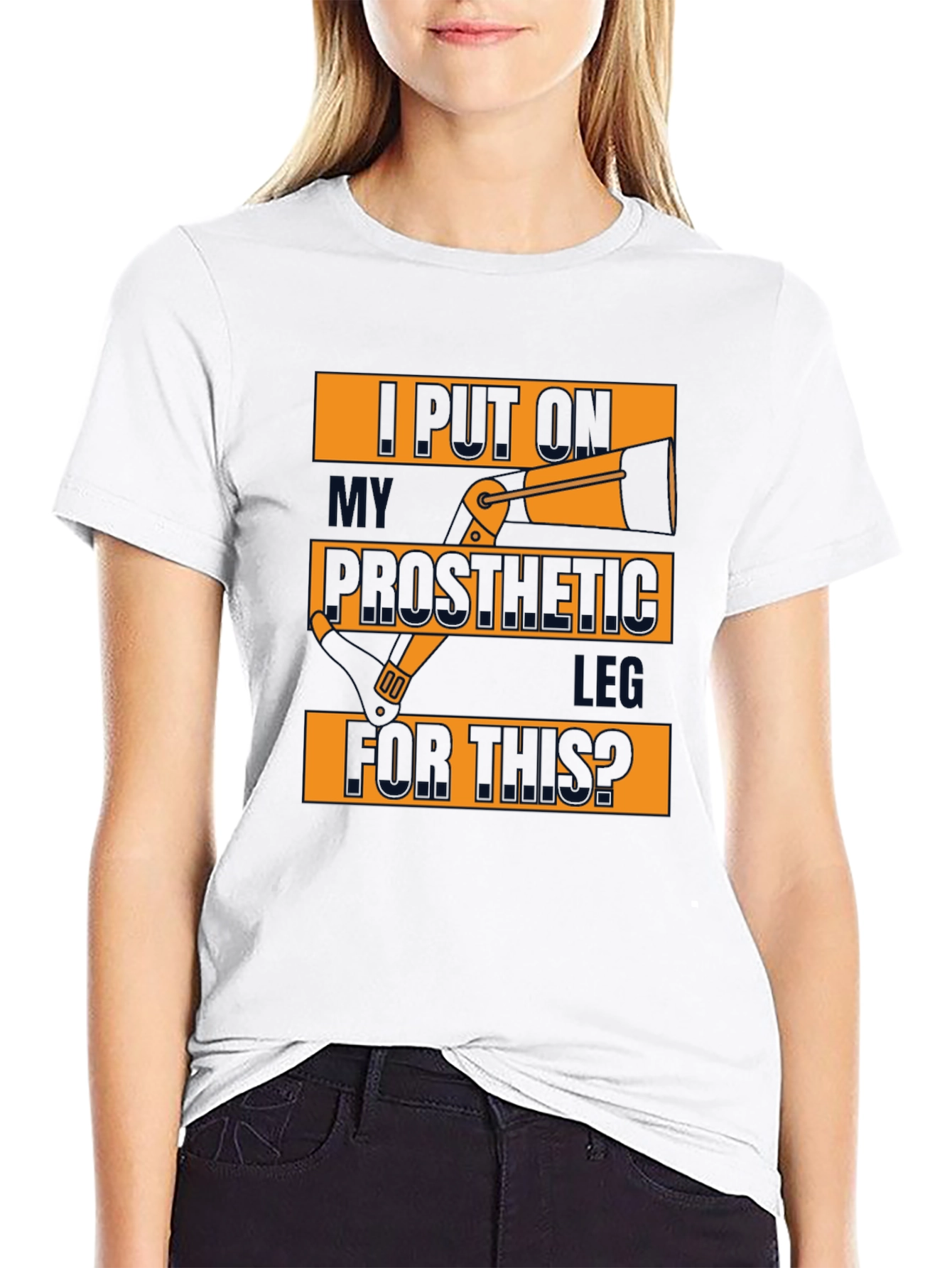 Black Prosthetic Leg T-Shirt - Humorous Design view 9