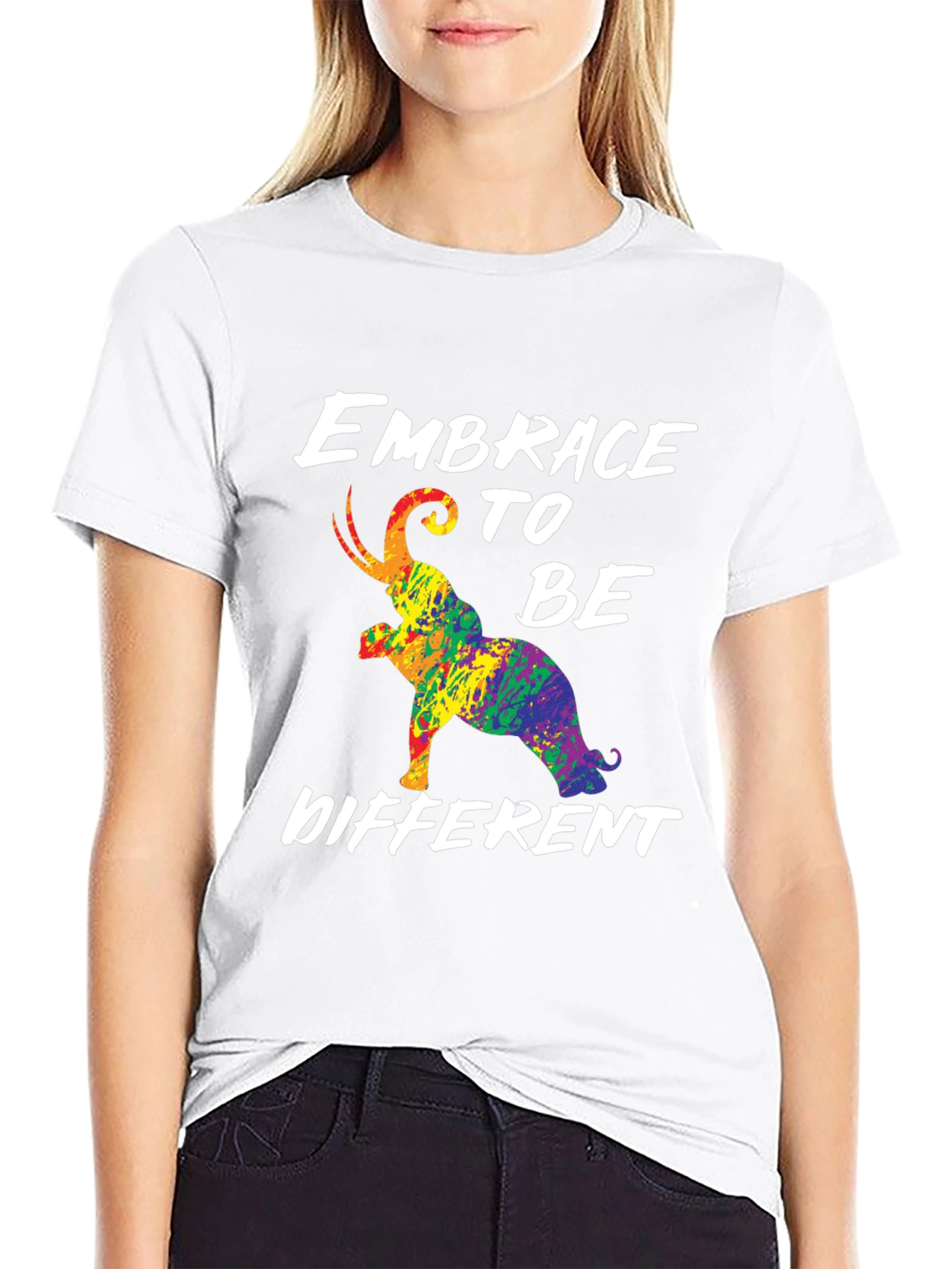 Black Embrace Being Different Elephant Pride T-Shirt view 9