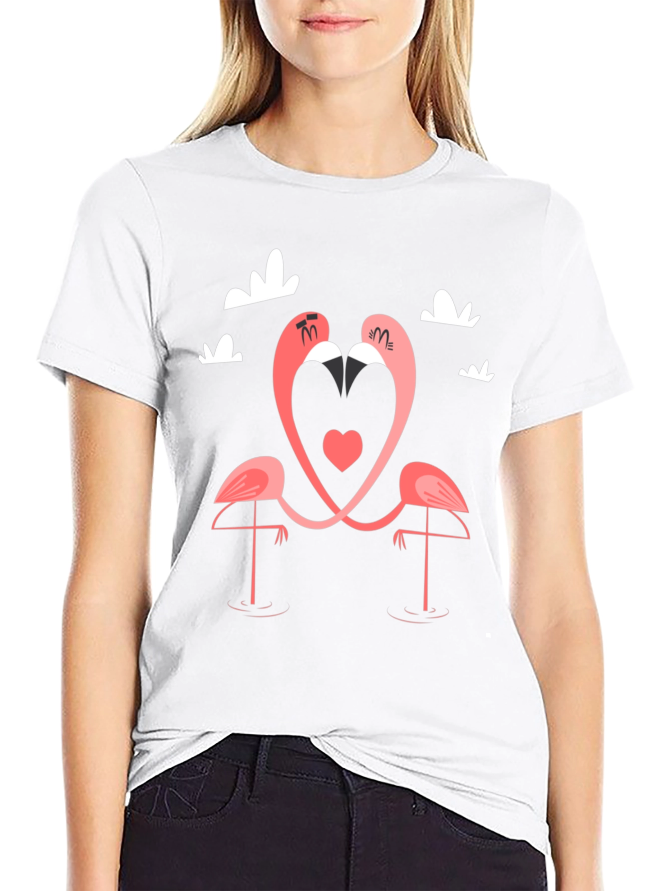 Black Flamingo Heart Graphic Tee - Black view 9