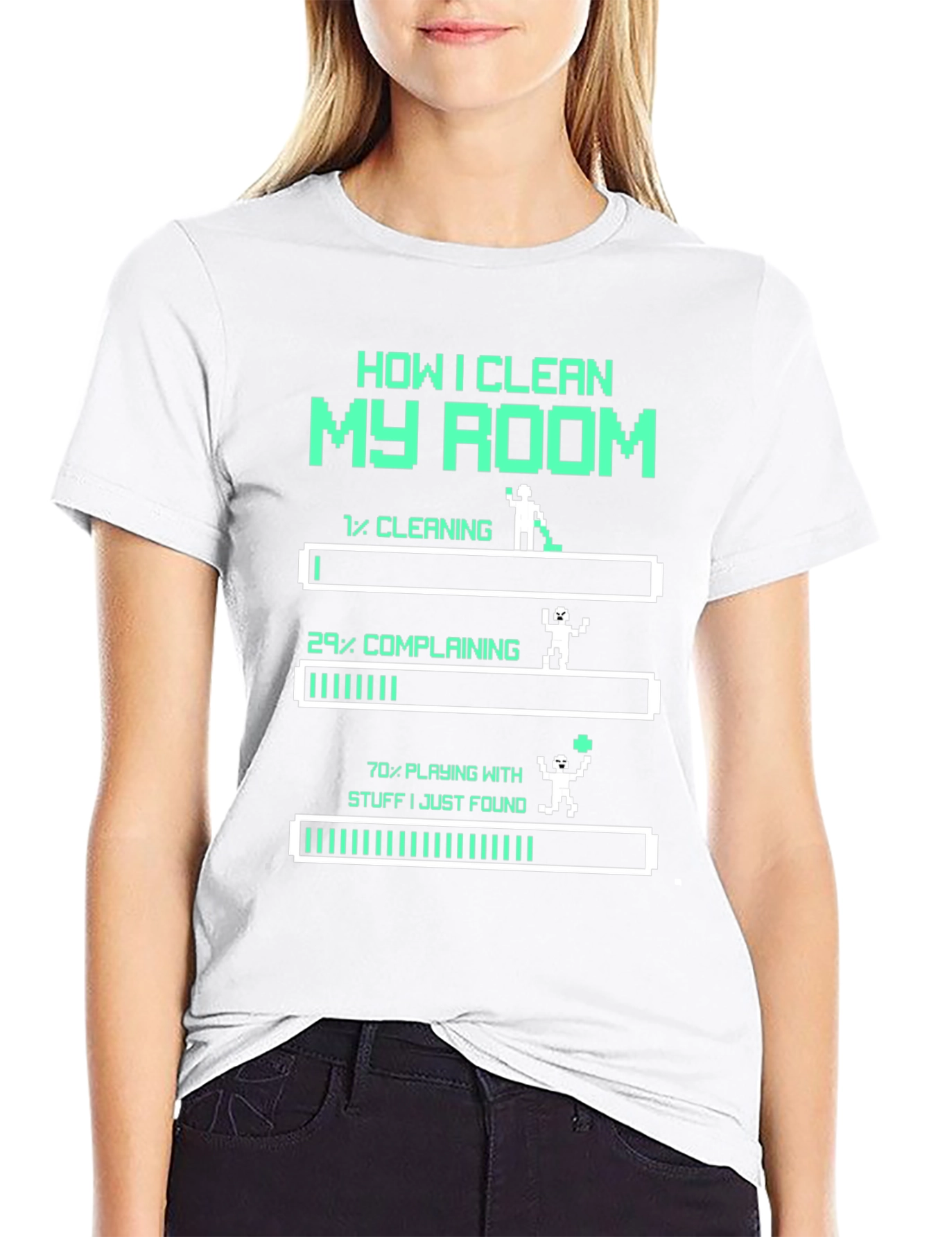 Black Funny "How I Clean My Room" Gamer T-Shirt view 9