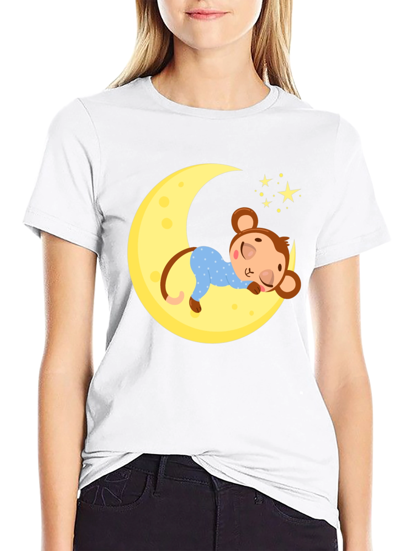 Black Sleepy Monkey Moon Graphic Tee view 9