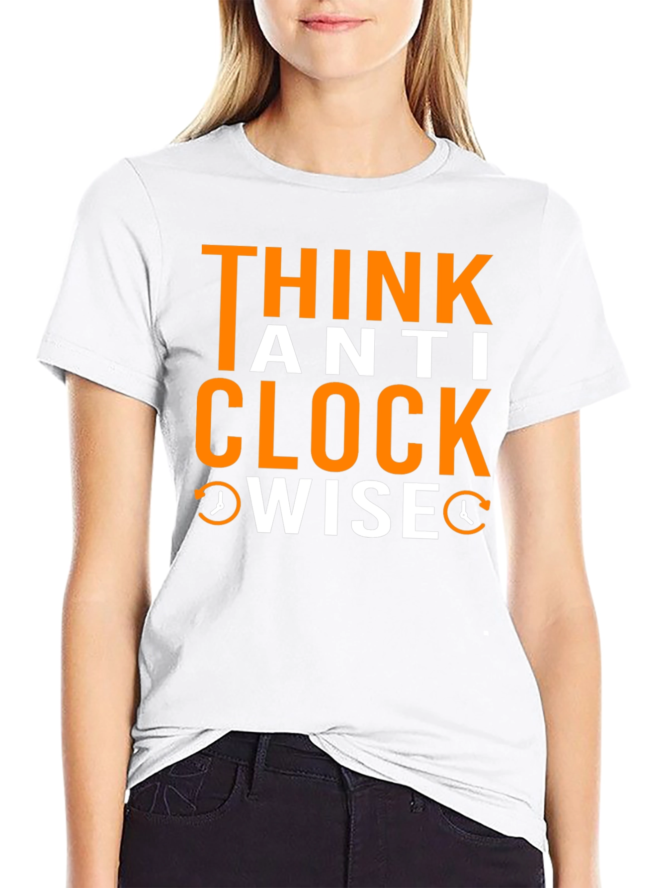 Black Think Anti Clockwise T-Shirt - Unique Design view 9