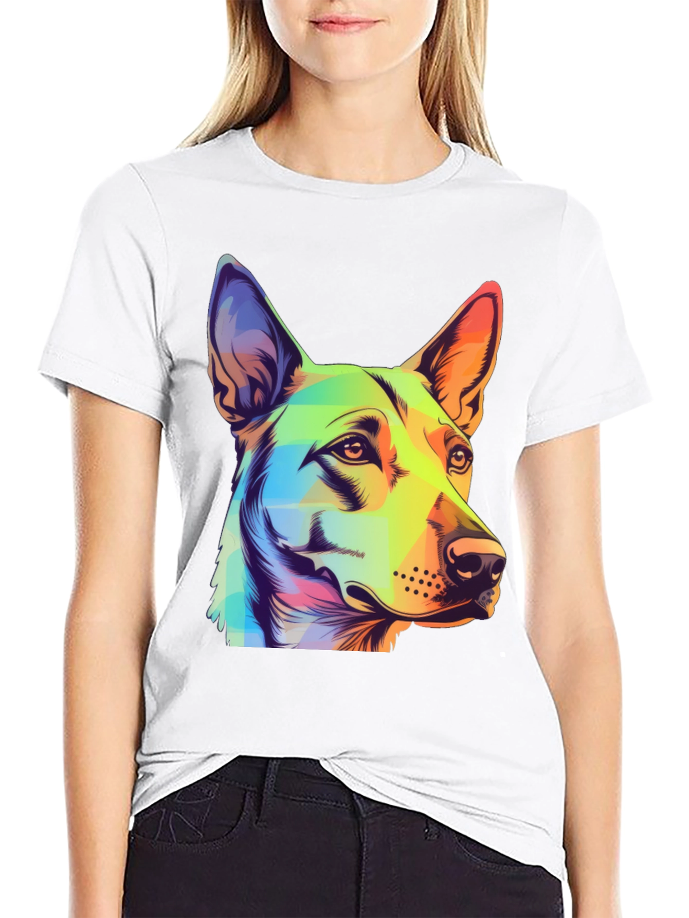 Black Colorful Dog Graphic Tee - Unique Animal Art view 9